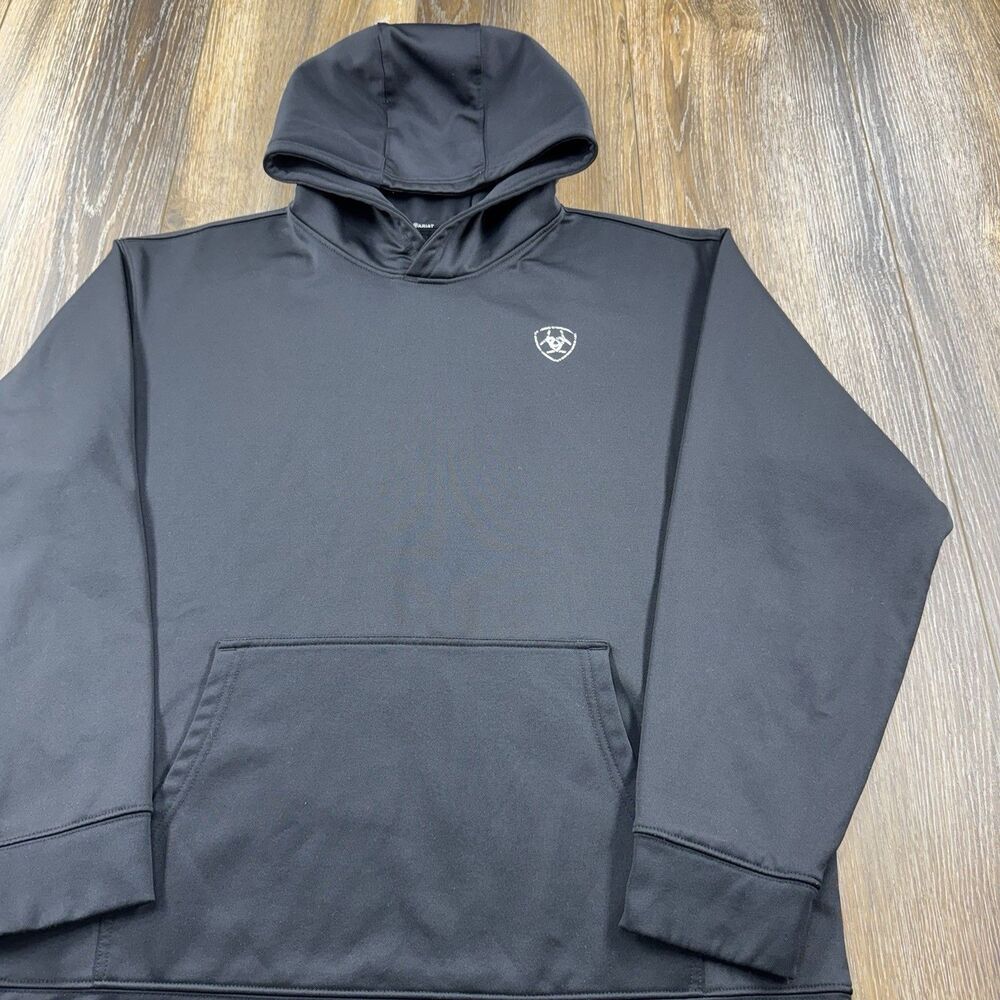 Ariat Tek Hoodie Mens L Black Sweatshirt Workwear Bring It Polyester Sweater